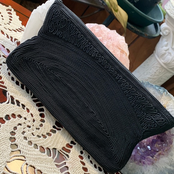 Handbags - Vintage Black Cordé Clutch Evening Bag